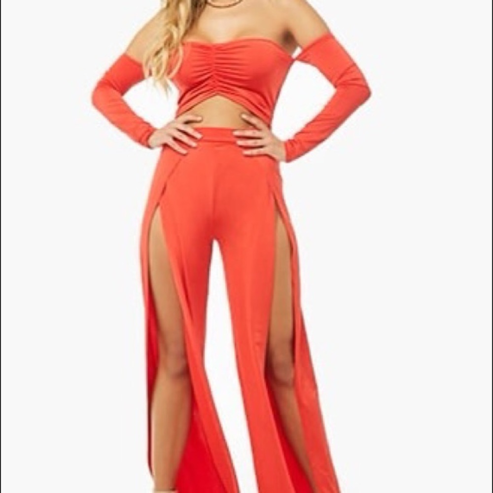 off the shoulder cut out jumpsuit